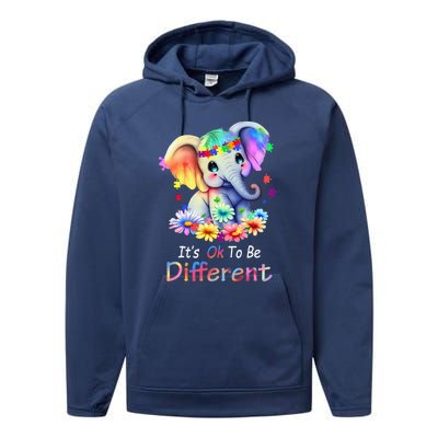 Its Ok To Be Different Autism Awareness Acceptance Performance Fleece Hoodie