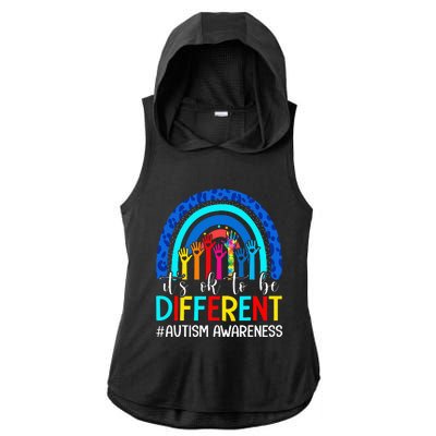 It's Ok To Be Different Autism Awareness Rainbow Ladies PosiCharge Tri-Blend Wicking Draft Hoodie Tank