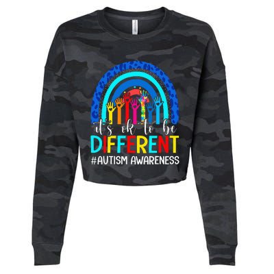 It's Ok To Be Different Autism Awareness Rainbow Cropped Pullover Crew