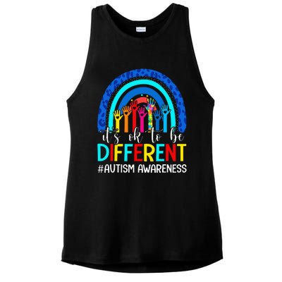 It's Ok To Be Different Autism Awareness Rainbow Ladies PosiCharge Tri-Blend Wicking Tank