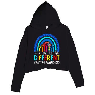 It's Ok To Be Different Autism Awareness Rainbow Crop Fleece Hoodie