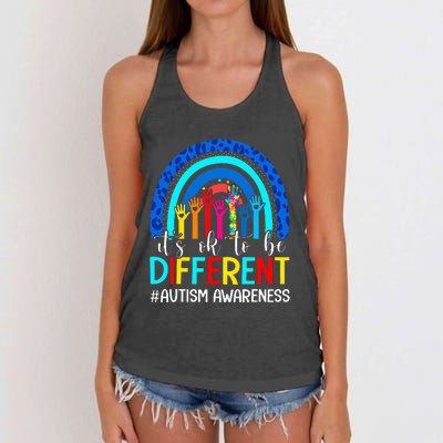 It's Ok To Be Different Autism Awareness Rainbow Women's Knotted Racerback Tank