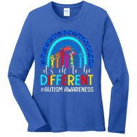 It's Ok To Be Different Autism Awareness Rainbow Ladies Long Sleeve Shirt