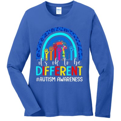 It's Ok To Be Different Autism Awareness Rainbow Ladies Long Sleeve Shirt