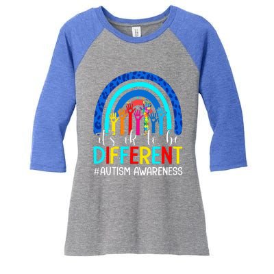 It's Ok To Be Different Autism Awareness Rainbow Women's Tri-Blend 3/4-Sleeve Raglan Shirt