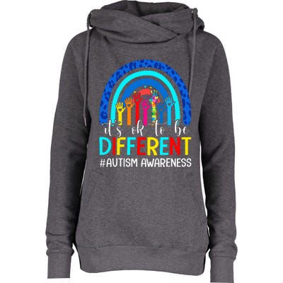 It's Ok To Be Different Autism Awareness Rainbow Womens Funnel Neck Pullover Hood