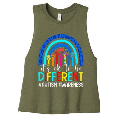 It's Ok To Be Different Autism Awareness Rainbow Women's Racerback Cropped Tank