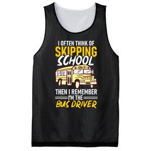 I Often Think Of Skipping School Funny Bus Driver School Bus Mesh Reversible Basketball Jersey Tank