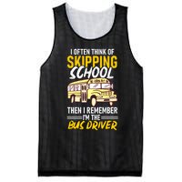 I Often Think Of Skipping School Funny Bus Driver School Bus Mesh Reversible Basketball Jersey Tank