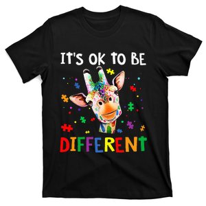 its ok to be different autism awareness giraffe T-Shirt