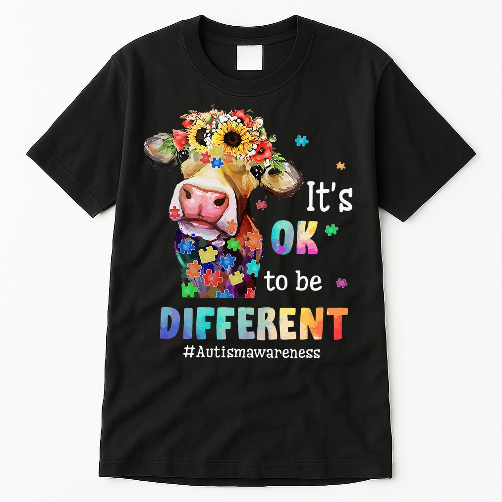 It's Ok To Be Different Heifer Cow Autism Awareness Tall T-Shirt