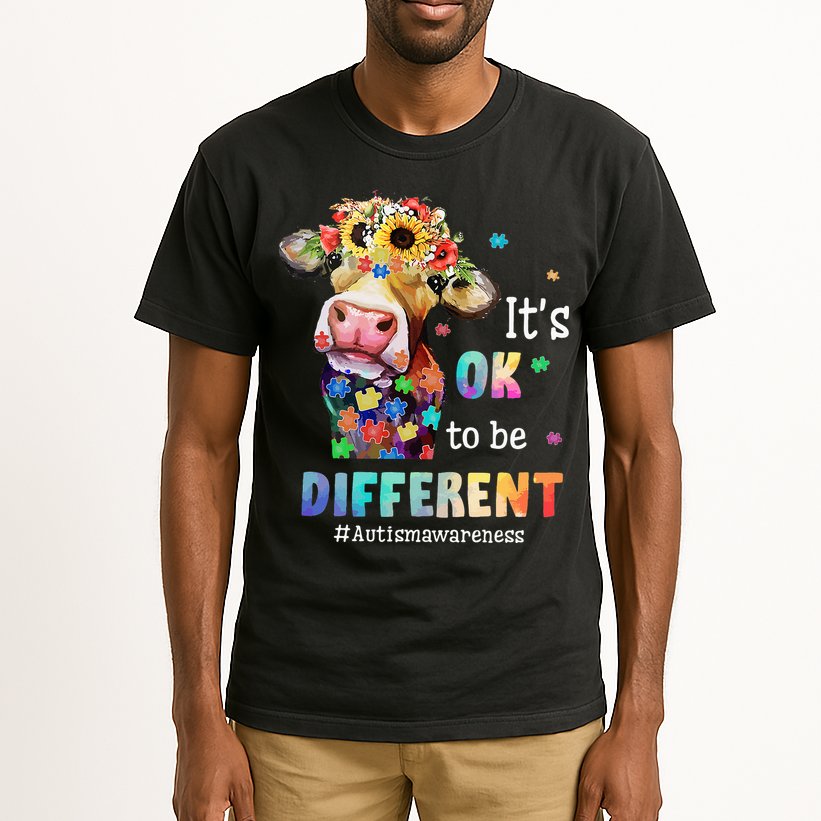 It's Ok To Be Different Heifer Cow Autism Awareness Tall T-Shirt