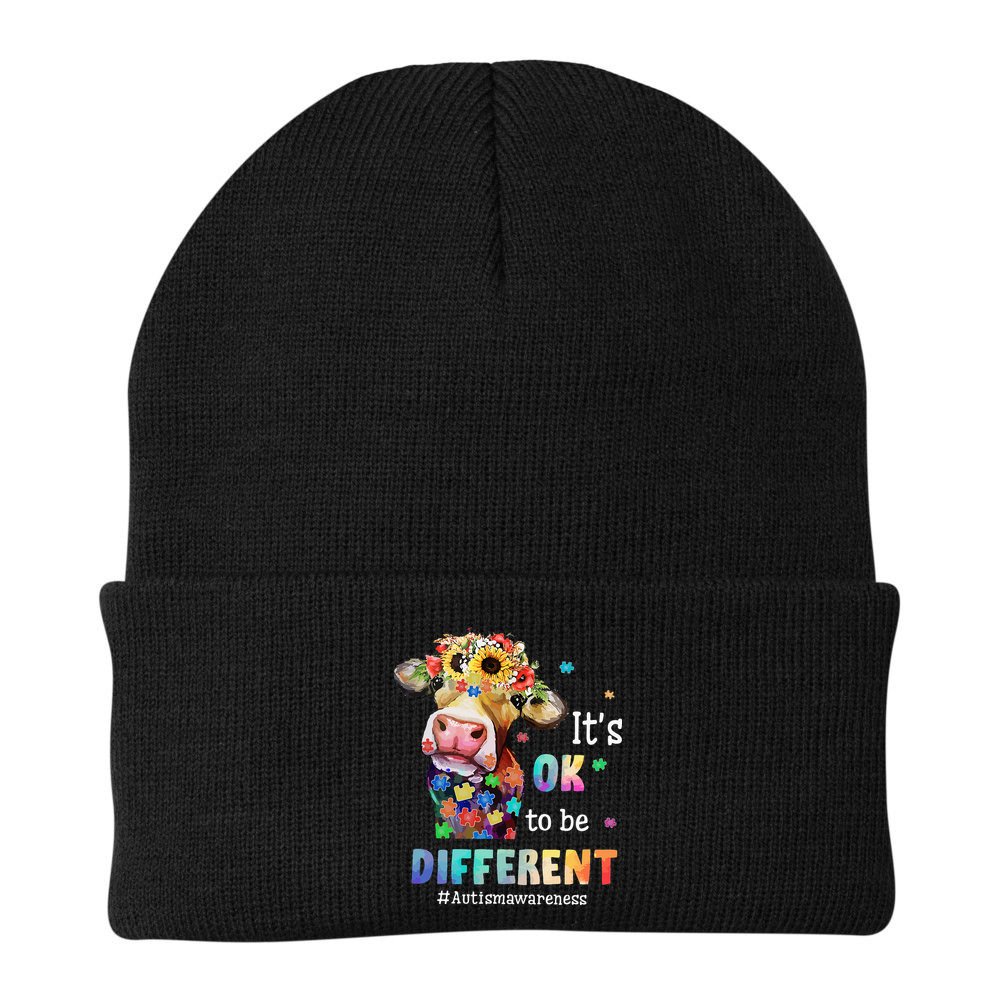 It's Ok To Be Different Heifer Cow Autism Awareness Beanie