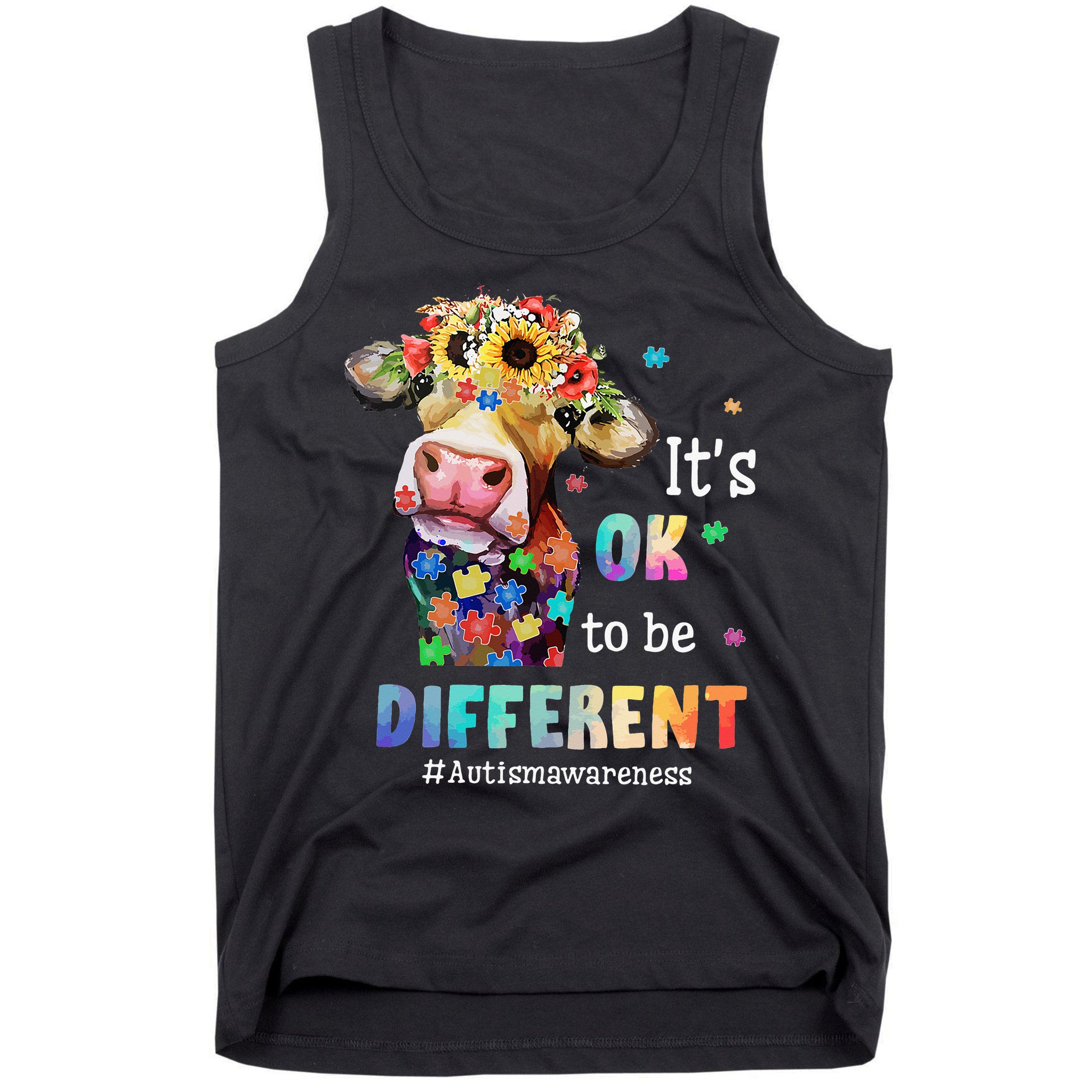 It's Ok To Be Different Heifer Cow Autism Awareness Tank Top
