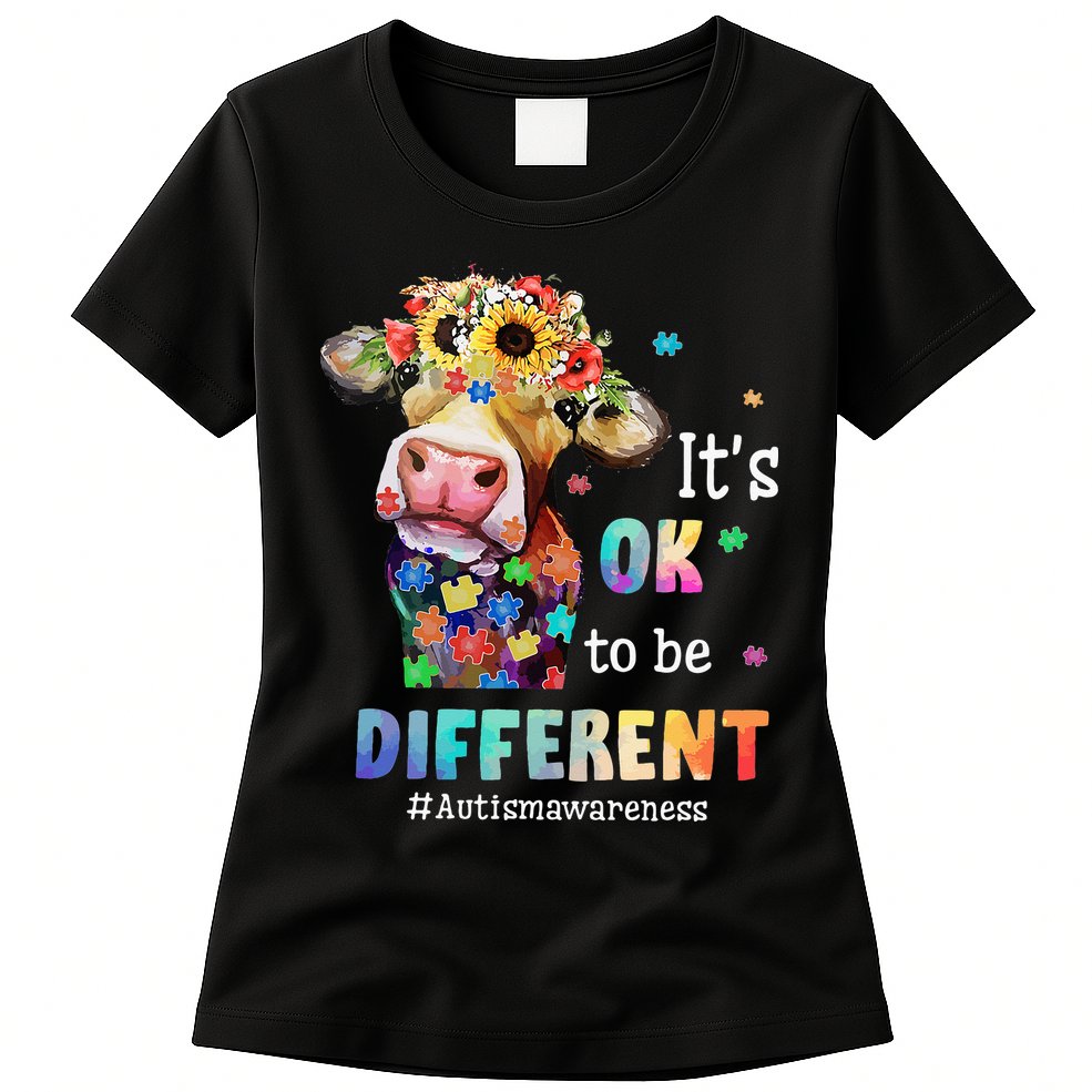 It's Ok To Be Different Heifer Cow Autism Awareness Womens T-Shirt