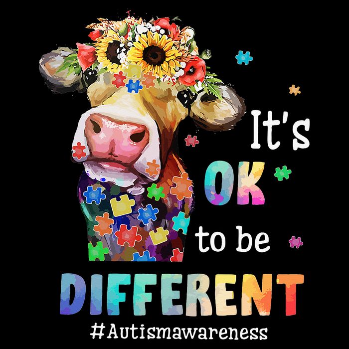 It's Ok To Be Different Heifer Cow Autism Awareness Zip Tote Bag