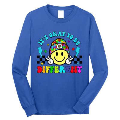 ItS Ok To Be Different Smile Face Groovy Autism Awareness Funny Gift Long Sleeve Shirt