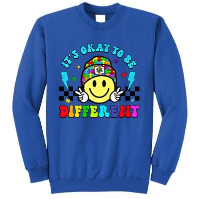 ItS Ok To Be Different Smile Face Groovy Autism Awareness Funny Gift Sweatshirt