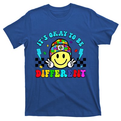 ItS Ok To Be Different Smile Face Groovy Autism Awareness Funny Gift T-Shirt