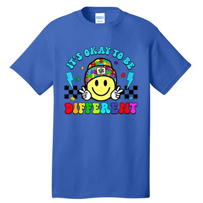 ItS Ok To Be Different Smile Face Groovy Autism Awareness Funny Gift Tall T-Shirt