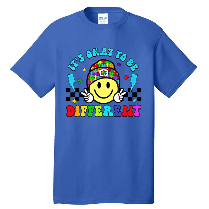 ItS Ok To Be Different Smile Face Groovy Autism Awareness Funny Gift Tall T-Shirt