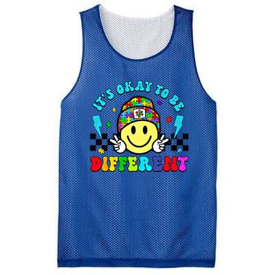 ItS Ok To Be Different Smile Face Groovy Autism Awareness Funny Gift Mesh Reversible Basketball Jersey Tank