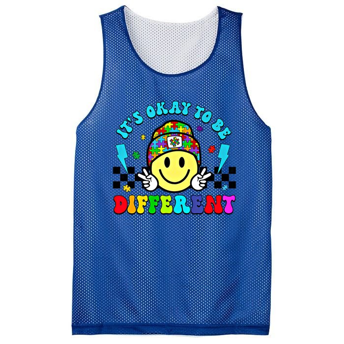 ItS Ok To Be Different Smile Face Groovy Autism Awareness Funny Gift Mesh Reversible Basketball Jersey Tank