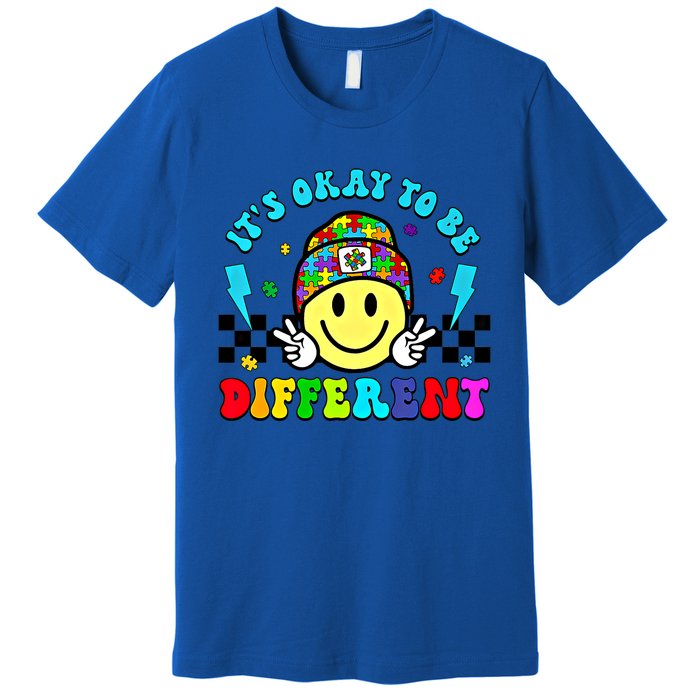 ItS Ok To Be Different Smile Face Groovy Autism Awareness Funny Gift Premium T-Shirt