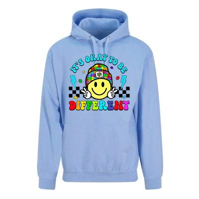 ItS Ok To Be Different Smile Face Groovy Autism Awareness Funny Gift Unisex Surf Hoodie