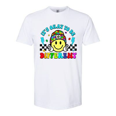 ItS Ok To Be Different Smile Face Groovy Autism Awareness Funny Gift Softstyle CVC T-Shirt