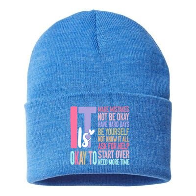 ItS Okay To Make Mistakes Be Yourself Gift Sustainable Knit Beanie