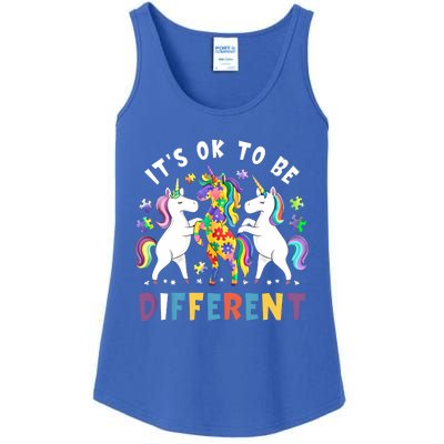 ItS Ok To Be Different Unicorn Autism Awareness Autistic Cute Gift Ladies Essential Tank