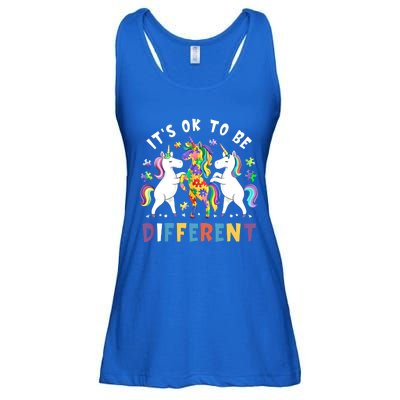 ItS Ok To Be Different Unicorn Autism Awareness Autistic Cute Gift Ladies Essential Flowy Tank