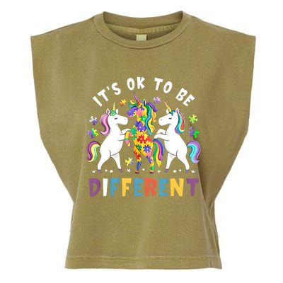 ItS Ok To Be Different Unicorn Autism Awareness Autistic Cute Gift Garment-Dyed Women's Muscle Tee