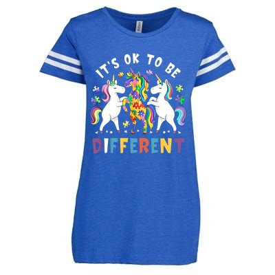 ItS Ok To Be Different Unicorn Autism Awareness Autistic Cute Gift Enza Ladies Jersey Football T-Shirt