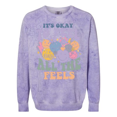 Its Okay To Feel All The Feels Mental Health Awareness Colorblast Crewneck Sweatshirt