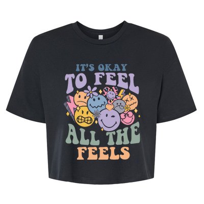 Its Okay To Feel All The Feels Mental Health Awareness Bella+Canvas Jersey Crop Tee