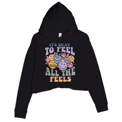 Its Okay To Feel All The Feels Mental Health Awareness Crop Fleece Hoodie