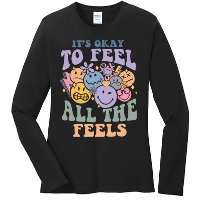 Its Okay To Feel All The Feels Mental Health Awareness Ladies Long Sleeve Shirt