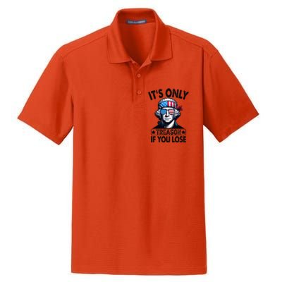 Its Only Treason If You Lose George Washington American Flag Dry Zone Grid Polo