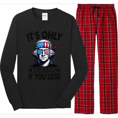 Its Only Treason If You Lose George Washington American Flag Long Sleeve Pajama Set