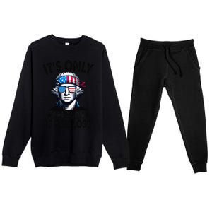 Its Only Treason If You Lose George Washington American Flag Premium Crewneck Sweatsuit Set