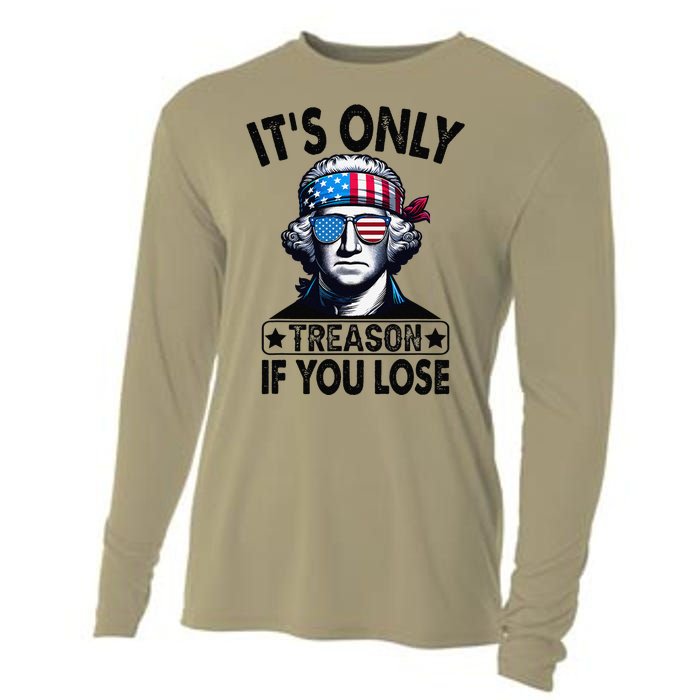 Its Only Treason If You Lose George Washington American Flag Cooling Performance Long Sleeve Crew