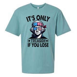 Its Only Treason If You Lose George Washington American Flag Sueded Cloud Jersey T-Shirt