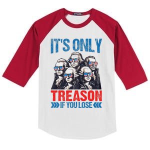 Its Only Treason If You Lose Funny Patriotic American Flag Kids Colorblock Raglan Jersey