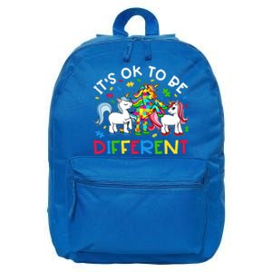 ItS Ok To Be Different Unicorn Puzzle Autism Awareness Gift 16 in Basic Backpack