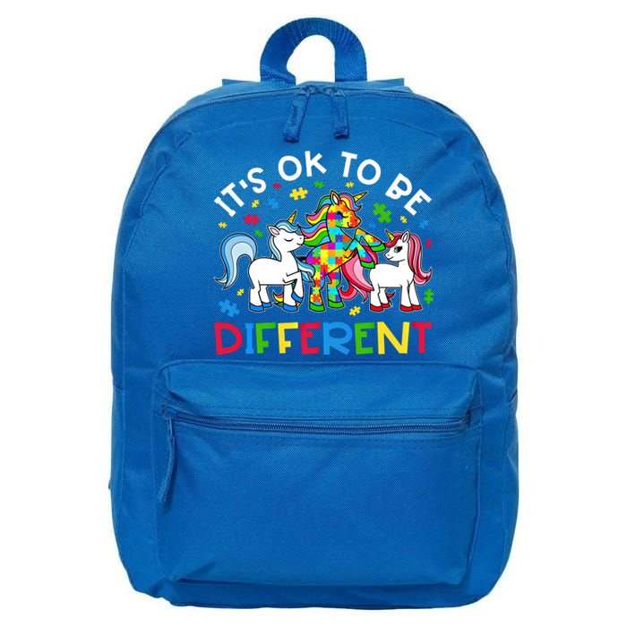 ItS Ok To Be Different Unicorn Puzzle Autism Awareness Gift 16 in Basic Backpack