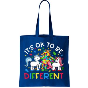 ItS Ok To Be Different Unicorn Puzzle Autism Awareness Gift Tote Bag