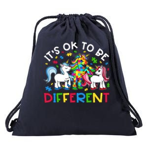 ItS Ok To Be Different Unicorn Puzzle Autism Awareness Gift Drawstring Bag