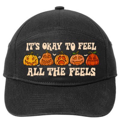 ItS Okay To Feel Mental Health Fall Pumpkin Halloween 7-Panel Snapback Hat